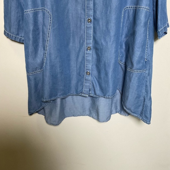 Stella Carakasi Women’s Storyteller Denim Tencel Tunic Button Front Size Medium - Picture 3 of 6